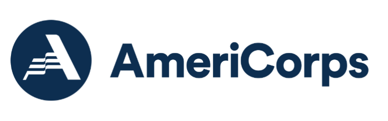 A map of New Mexico with blue and red pins through the locations that AmeriCorps Program Rocky Mountain Youth Corps has served with the title History and the AmeriCorps New Mexico Logo.